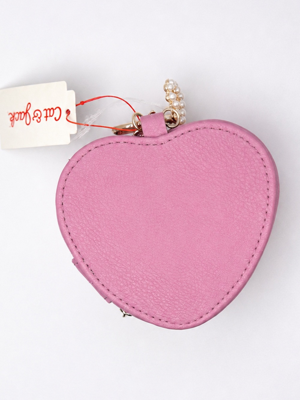Cat & Jack Pink Heart Jewelry Case Keychain Travel Mini Storage Pouch New